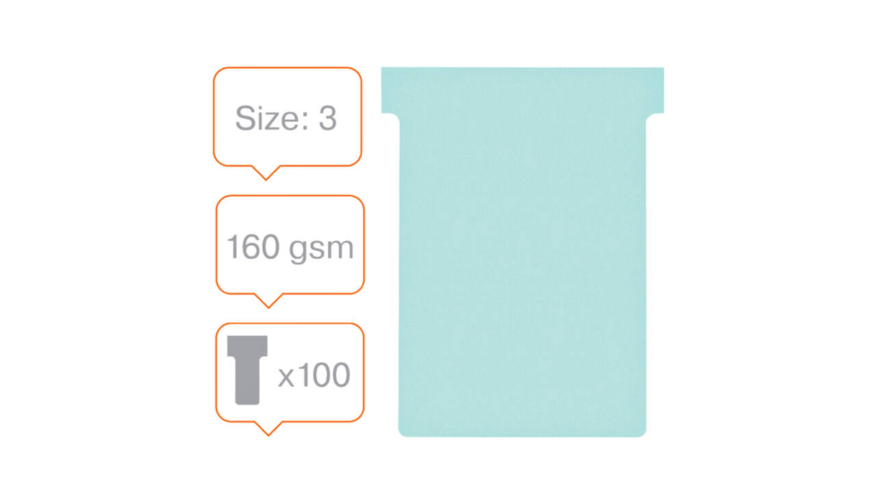 T-kaart Nobo nr.3 80mm blauw 100 stuks