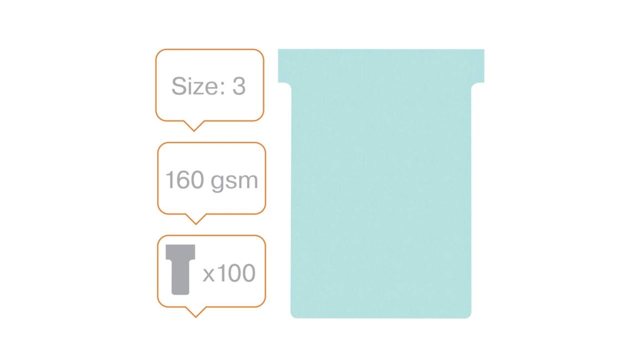 T-kaart Nobo nr.3 80mm blauw 100 stuks