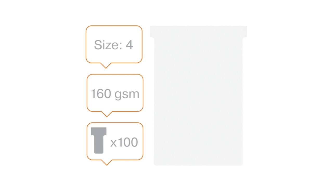T-kaart Nobo nr.4 112mm wit 100 stuks