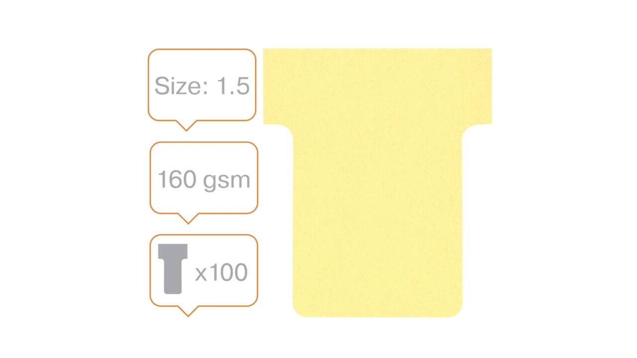 T-kaart Nobo nr. 1.5 36mm geel 100 stuks