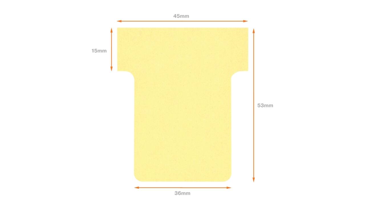 T-kaart Nobo nr. 1.5 36mm geel 100 stuks