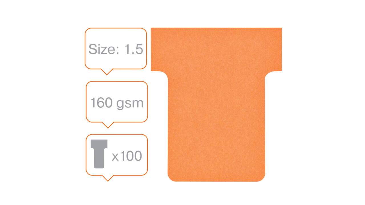 T-kaart Nobo nr 1.5 36mm oranje 100 stuks