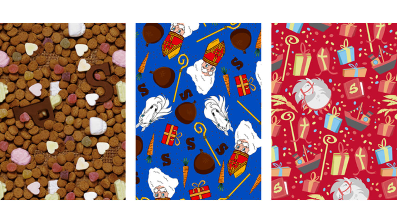 Inpakpapier Sint 300x100cm assorti