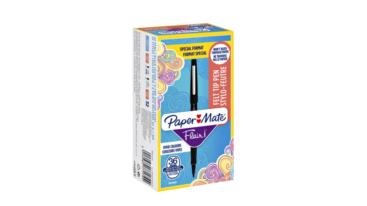 Fineliner Paper Mate Flair Original medium zwart valuepack à 36 stuks