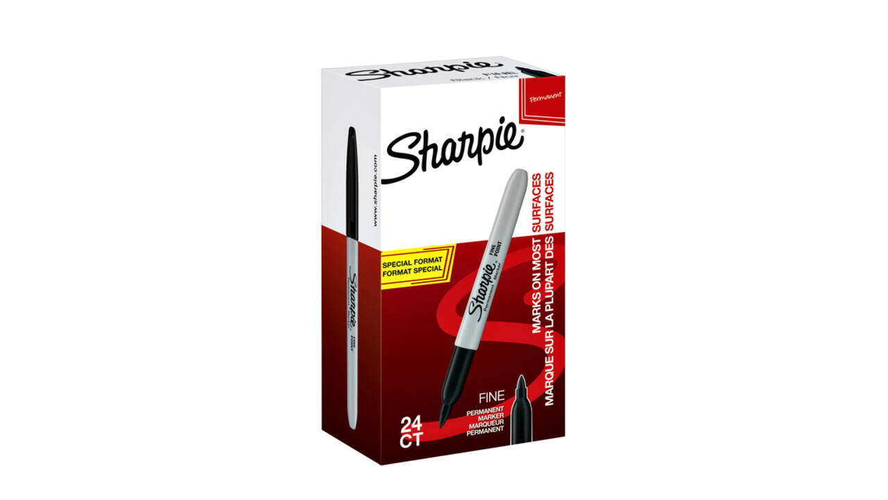 Viltstift Sharpie rond fijn zwart valuepack à 20 + 4 stuks gratis