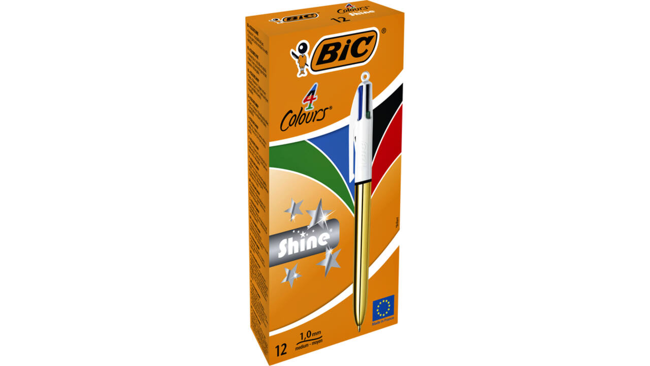 Balpen Bic 4kleuren shine medium goud