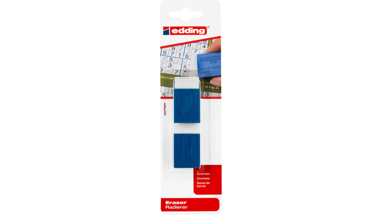 Gum edding R20 met kunststof blauwen houder 2 stuks
