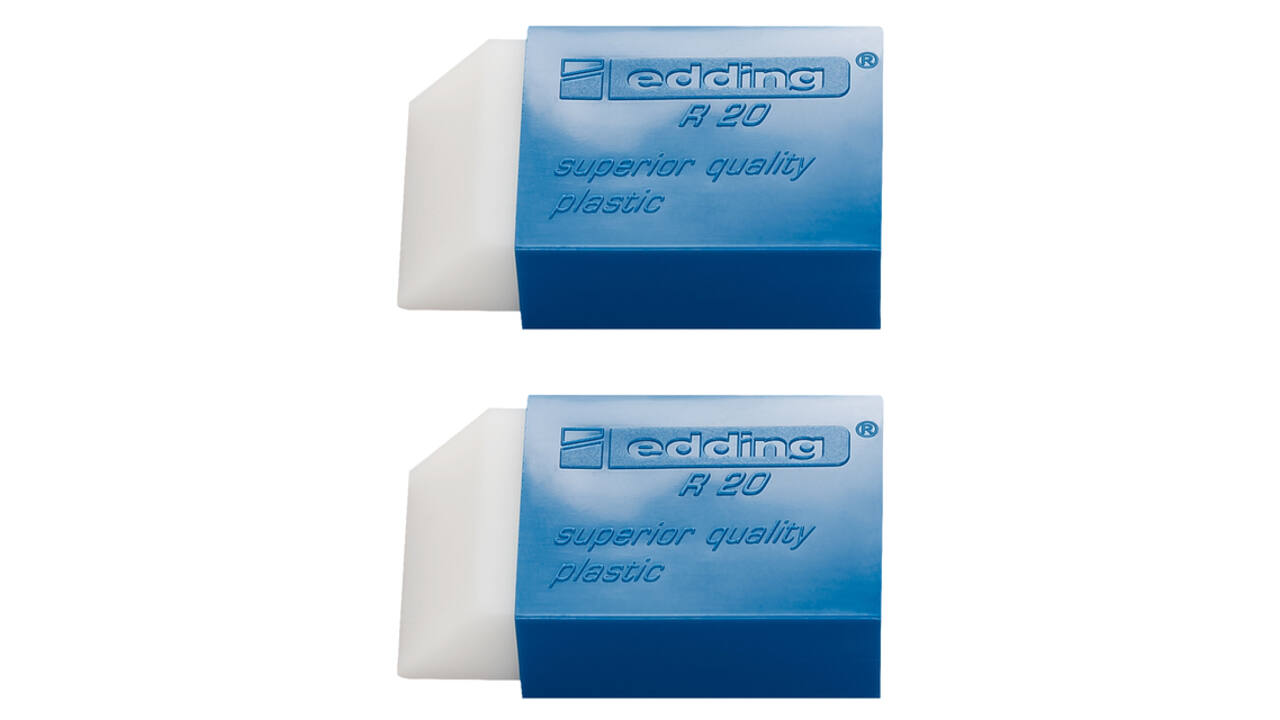 Gum edding R20 met kunststof blauwen houder 2 stuks
