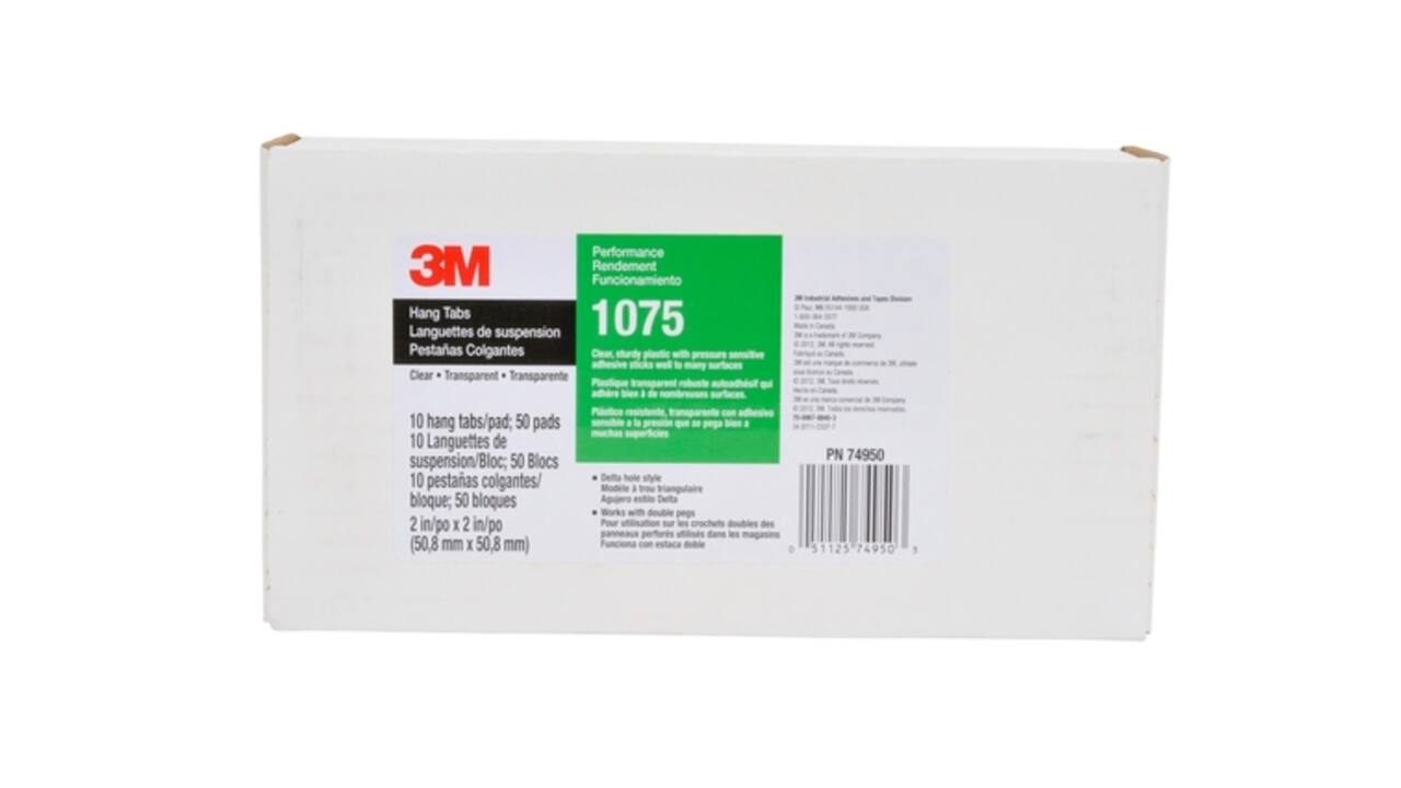 Hangtab 3M 1075 50x50mm helder 500 stuks