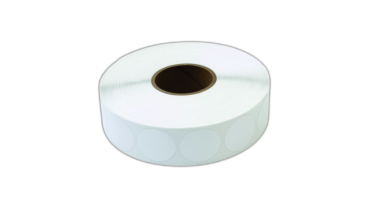 Etiket 25x25mm rond wit permanent K45, 2000rol