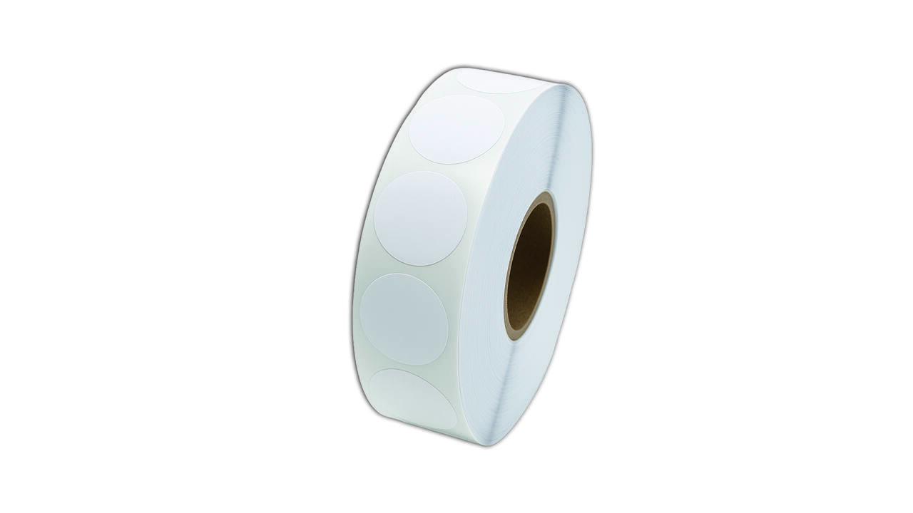 Etiket 25x25mm rond wit permanent K45, 2000rol