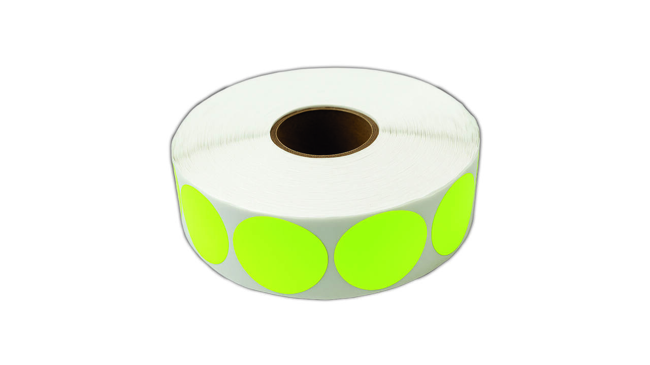 Etiket 35x35mm rond fluor geel permanent k45, 2000rl