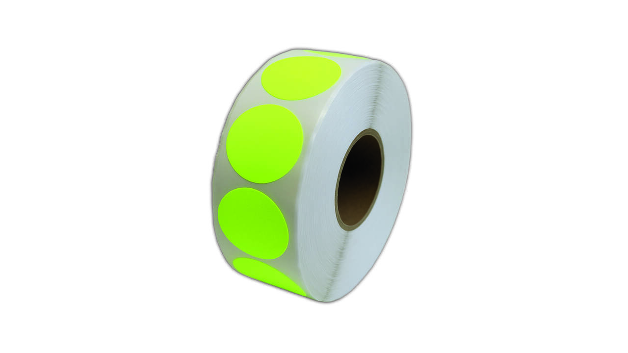 Etiket 35x35mm rond fluor geel permanent k45, 2000rl