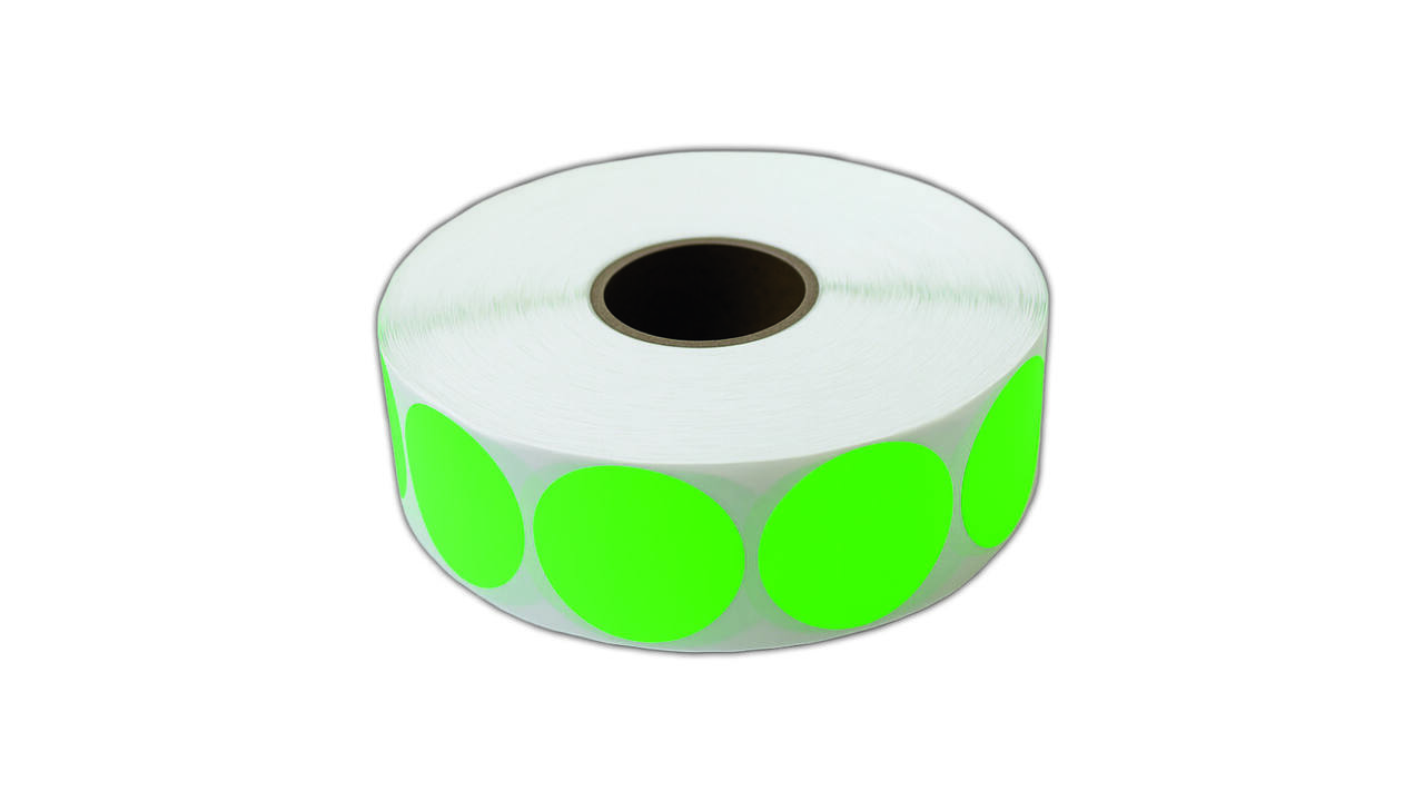 Etiket 35x35mm rond fluor groen permanent k45, 2000rl