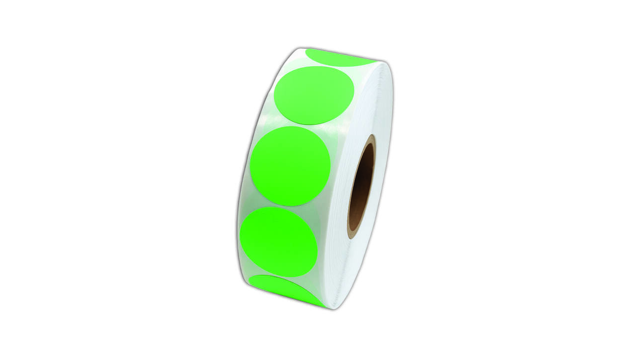 Etiket 35x35mm rond fluor groen permanent k45, 2000rl