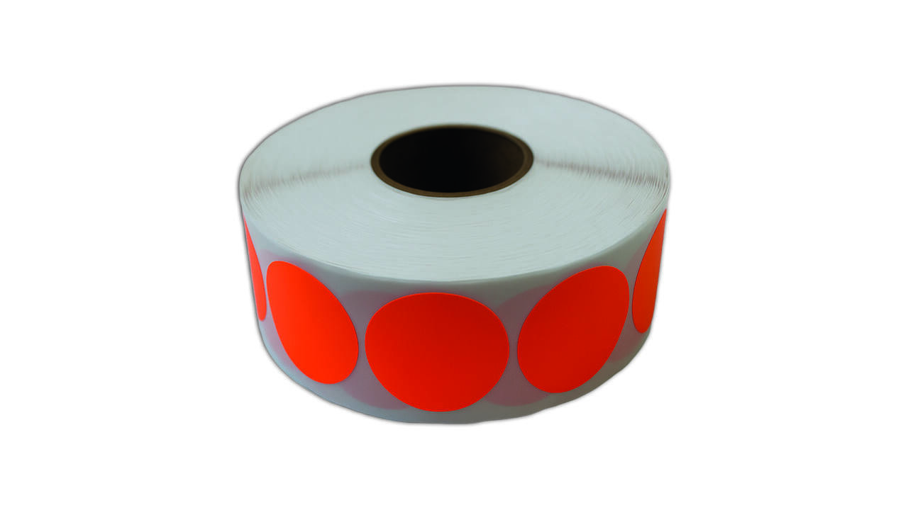 Etiket 35x35mm rond fluor oranje permanent k45, 2000rl