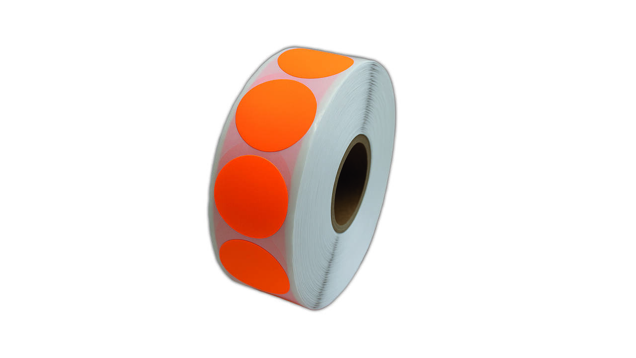 Etiket 35x35mm rond fluor oranje permanent k45, 2000rl