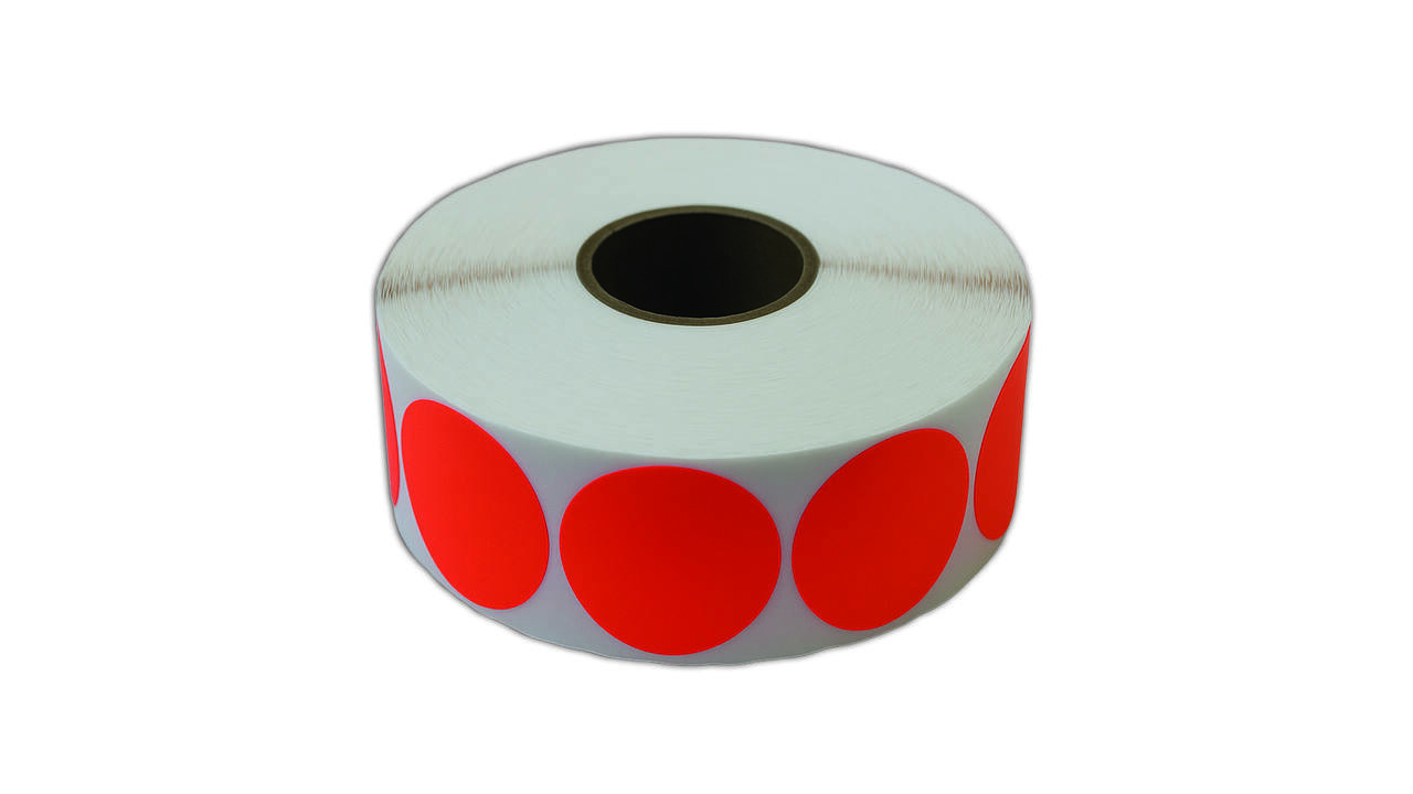 Etiket 35x35mm rond fluor rood permanent k45, 2000rl
