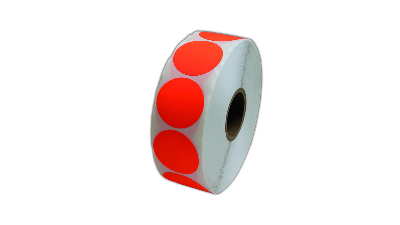 Etiket 35x35mm rond fluor rood permanent k45, 2000rl