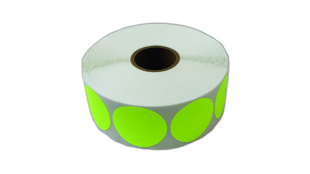 Etiket 50x50mm rond fluor geel premanent K45, 2000rol