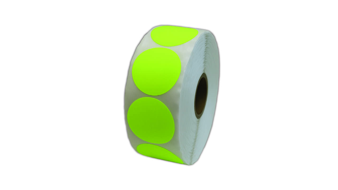 Etiket 50x50mm rond fluor geel premanent K45, 2000rol