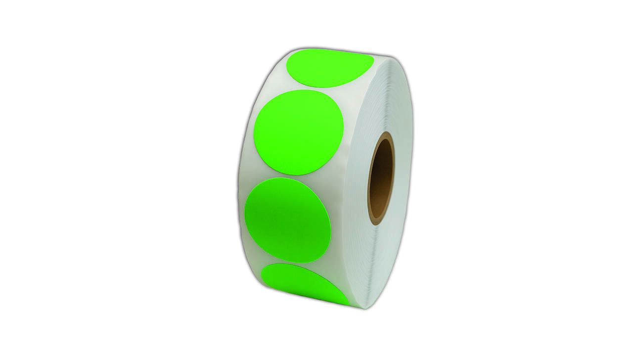 Etiket 50x50mm rond fluor groen premanent K45, 2000rol