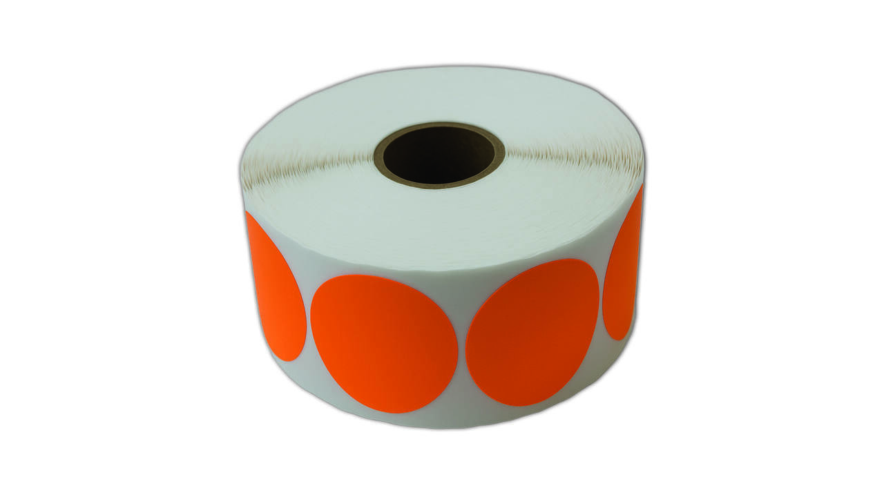 Etiket 50x50mm rond fluor oranje premanent K45, 2000rol
