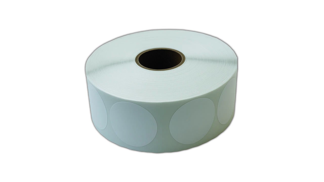 Etiket 50x50mm rond wit premanent K45, 2000rol