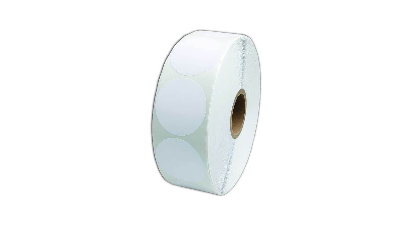 Etiket 50x50mm rond wit premanent K45, 2000rol