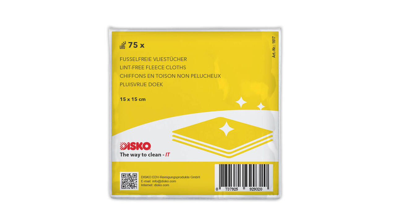 Reinigingsdoekjes Disko voor printers 15x15cm pluisvrij (75)