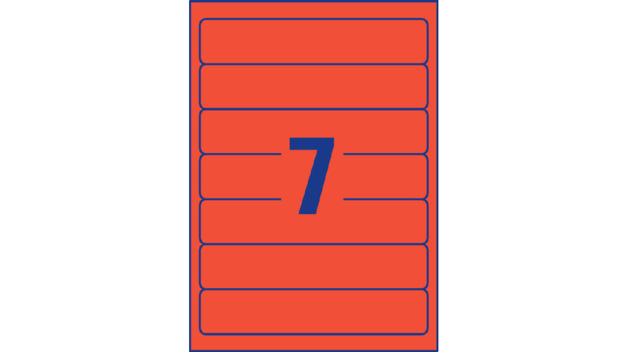 Rugetiket Avery smal 38x192mm zelfklevend rood