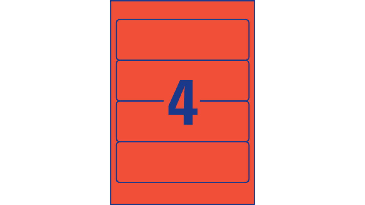 Rugetiket Avery breed 61x192mm zelfklevend rood