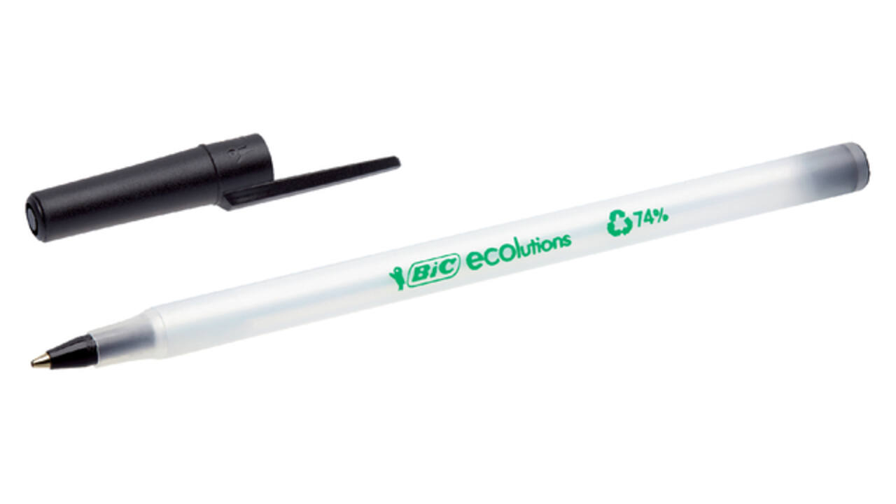 Balpen Bic Ecolutions round stic medium zwart