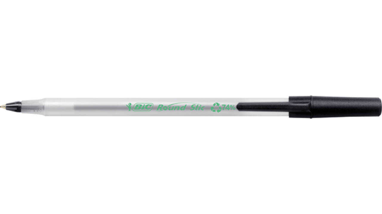 Balpen Bic Ecolutions round stic medium zwart