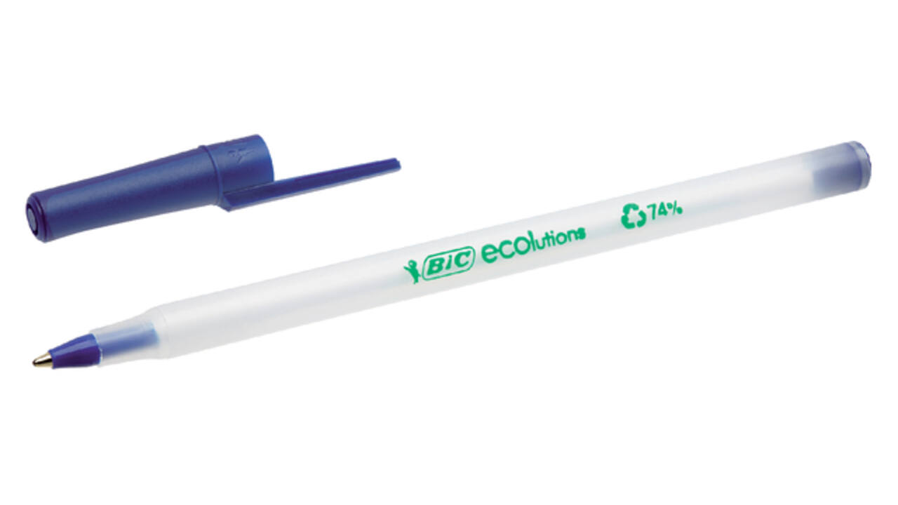 Balpen Bic Ecolutions round stic medium blauw