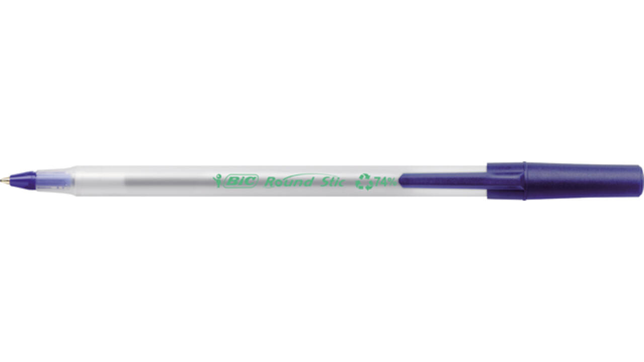 Balpen Bic Ecolutions round stic medium blauw
