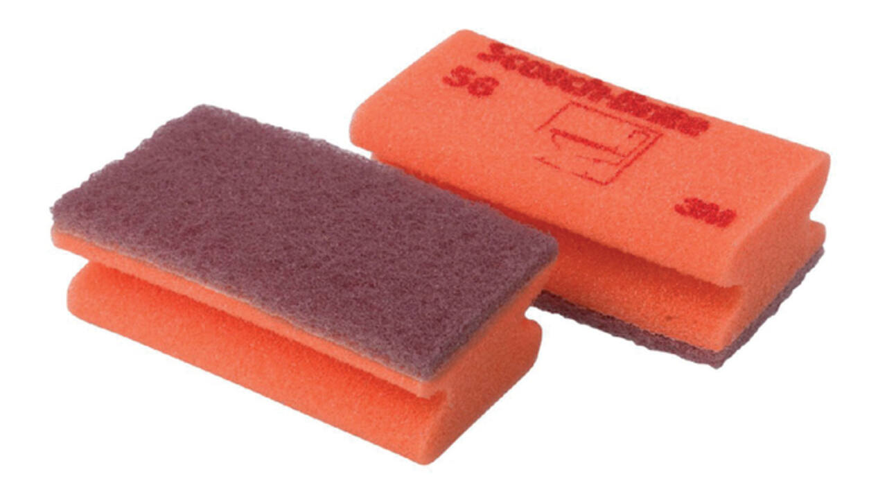 Schuurspons Scotch -Brite delicate oppervlakken 70x133mm rood 10 stuks