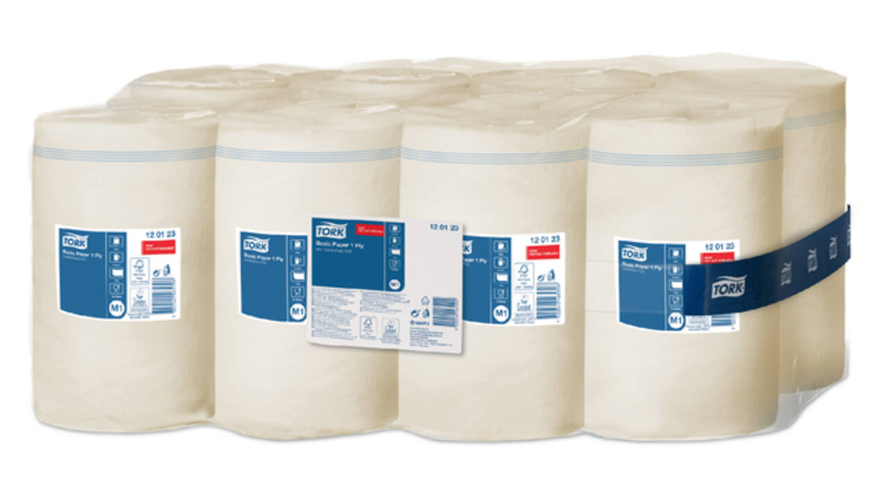 Poetspapier Tork M1 Basic Universal 1-laags 120m wit 120123