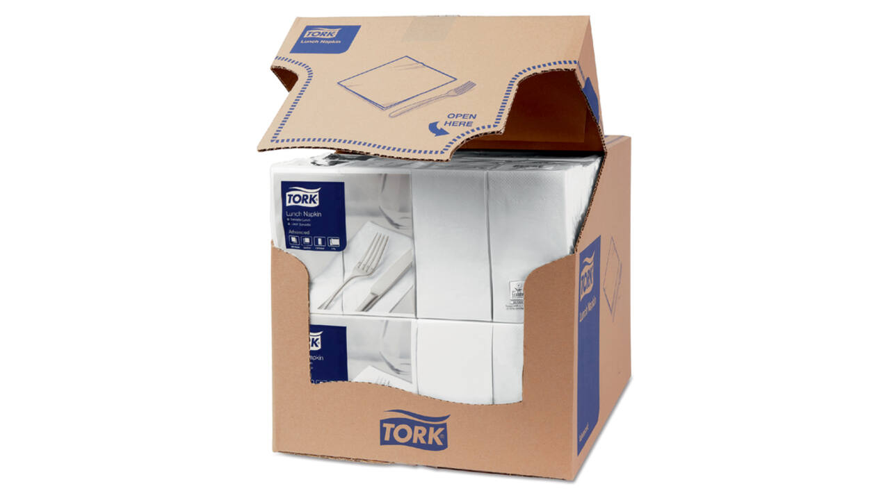 Lunchservet Tork Advanced 1/8 vouw 2-laags 328x325mm 200 vel wit 477402