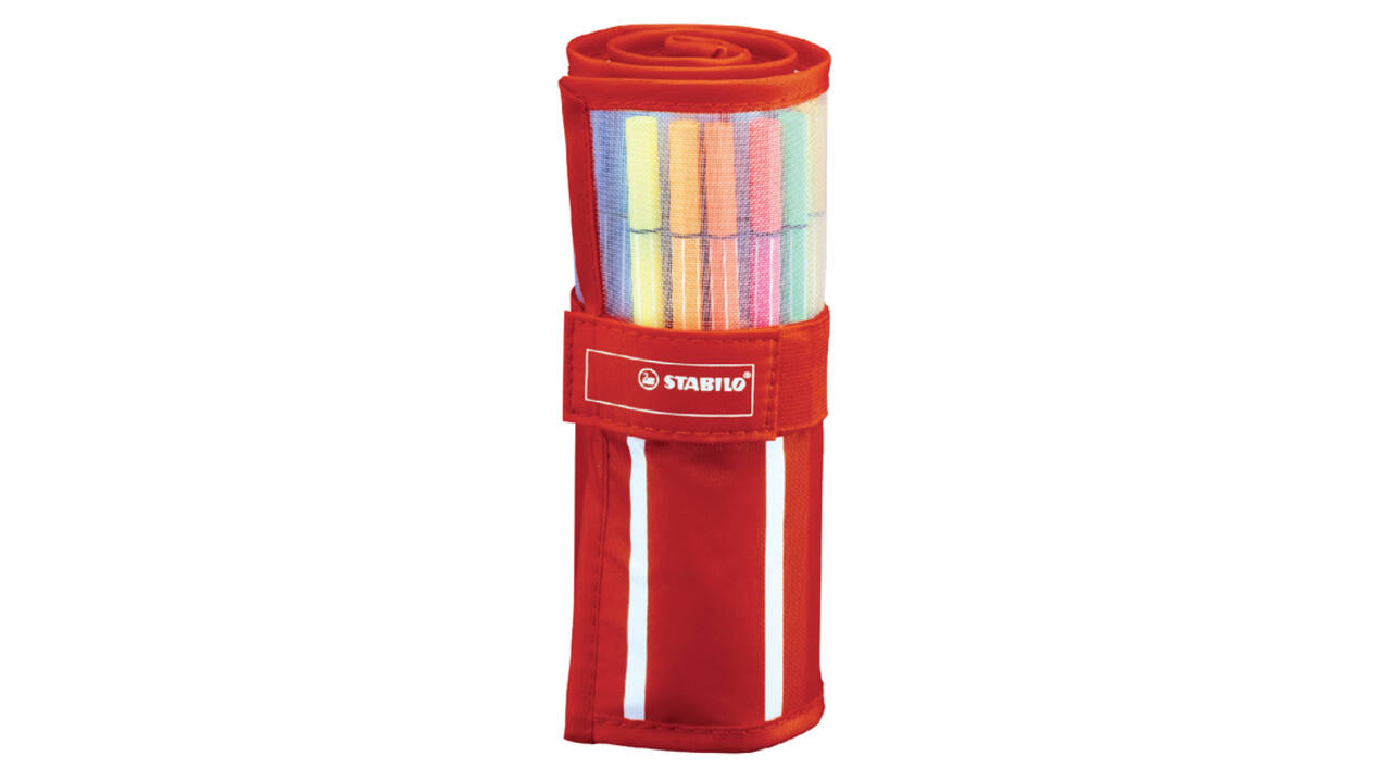 Fineliner STABILO pen 68/30 rollerset rood assorti set à 30 stuks