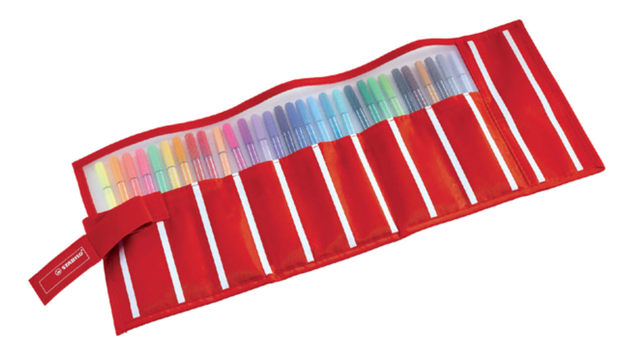 Fineliner STABILO pen 68/30 rollerset rood assorti set à 30 stuks