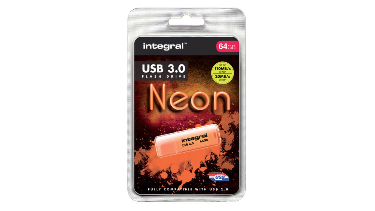 USB stick 3.0 Integral Neon USB-A 64GB oranje