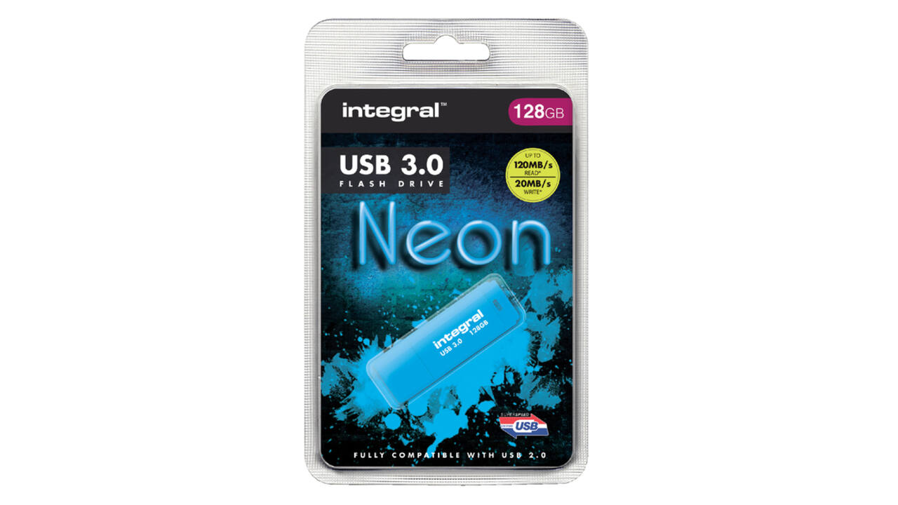 USB stick 3.0 Integral Neon USB-A 128GB blauw