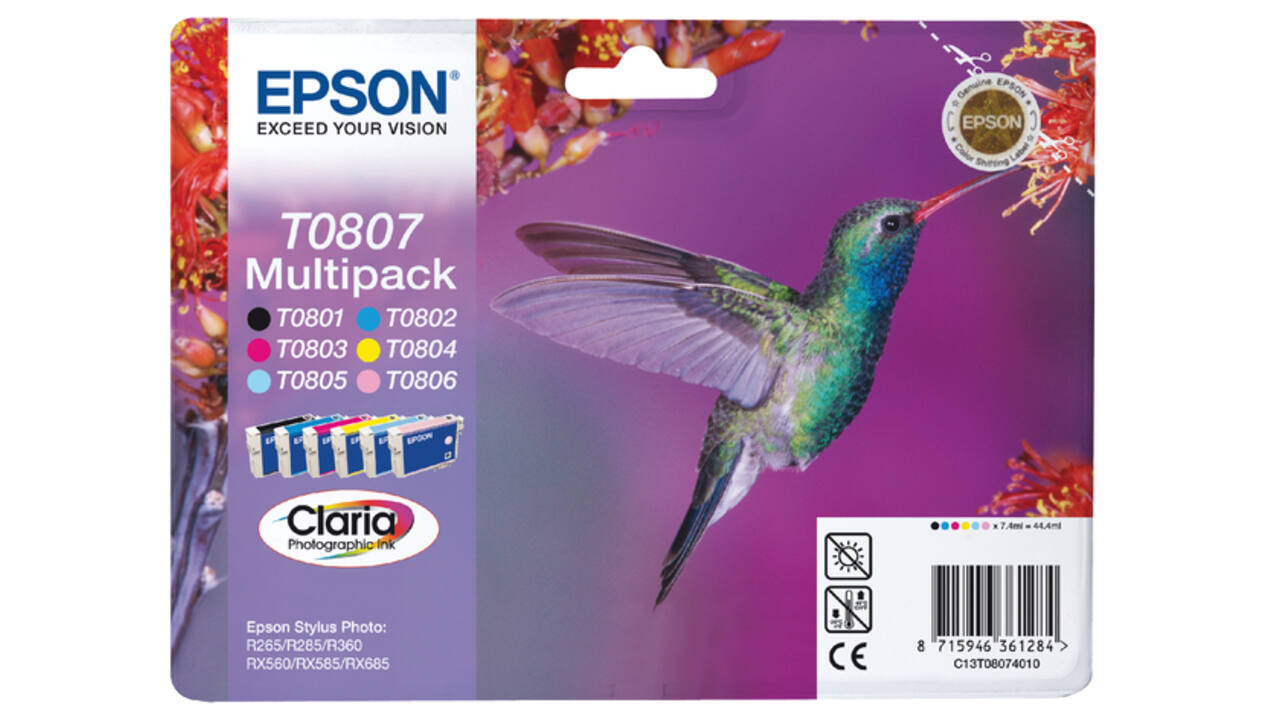 Inktcartridge Epson T0807 zwart + 5 kleuren