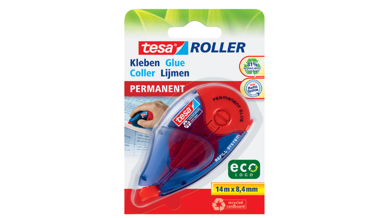 Lijmroller tesa® ecoLogo® permanent navulbaar op blister