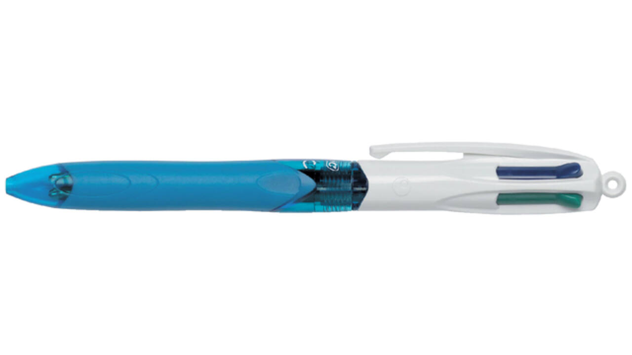 4-Kleuren balpen Bic grip medium lichtblauw