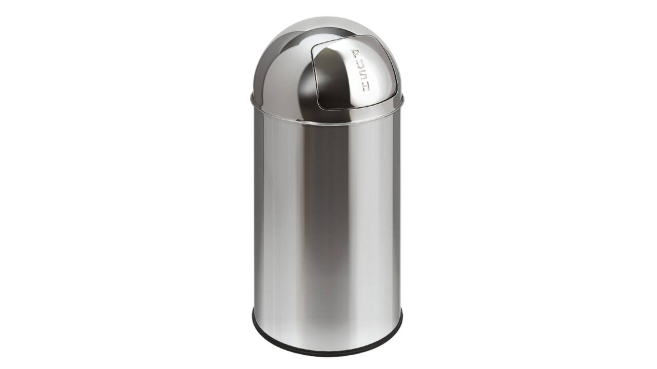 Afvalbak Pushcan met pushdeksel 40liter zilver