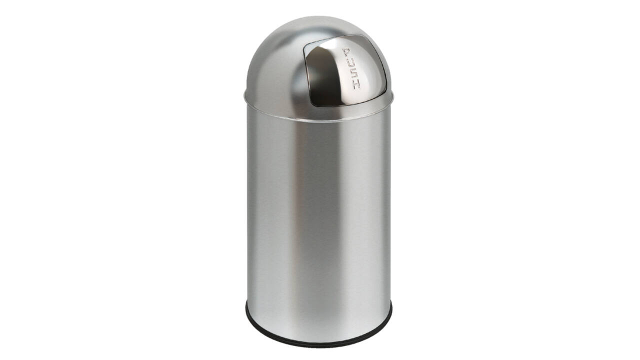 Afvalbak Pushcan met pushdeksel 40liter mat RVS