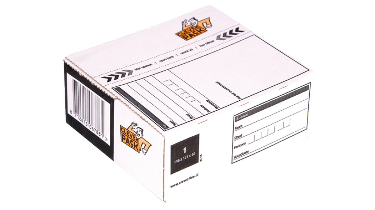 Postpakketbox 1 CleverPack 146x131x56mm wit pak à 25 stuks