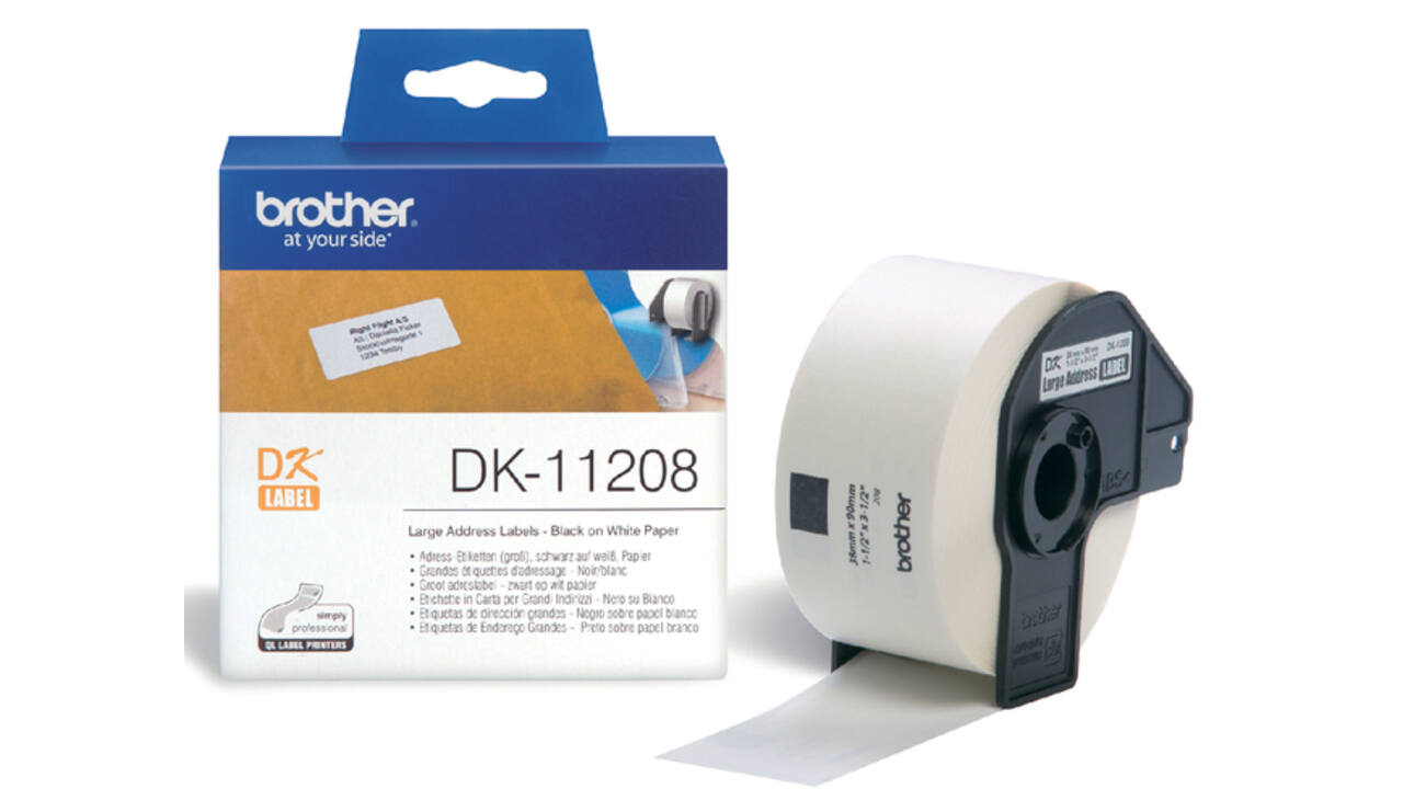 Etiket Brother DK-11208 adressering groot 38x90mm 1 rol á 400 stuks wit
